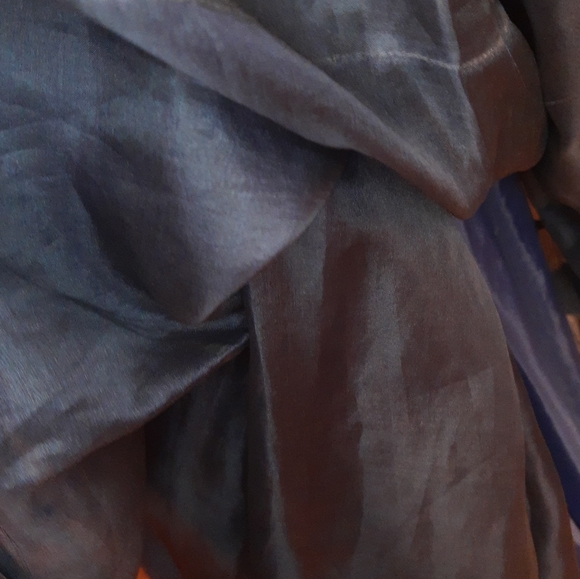 Silk Nicole Farhi Ballgown Navy Blue & Bronze full skirt Strapless bodice UK 14 - Picture 10 of 12